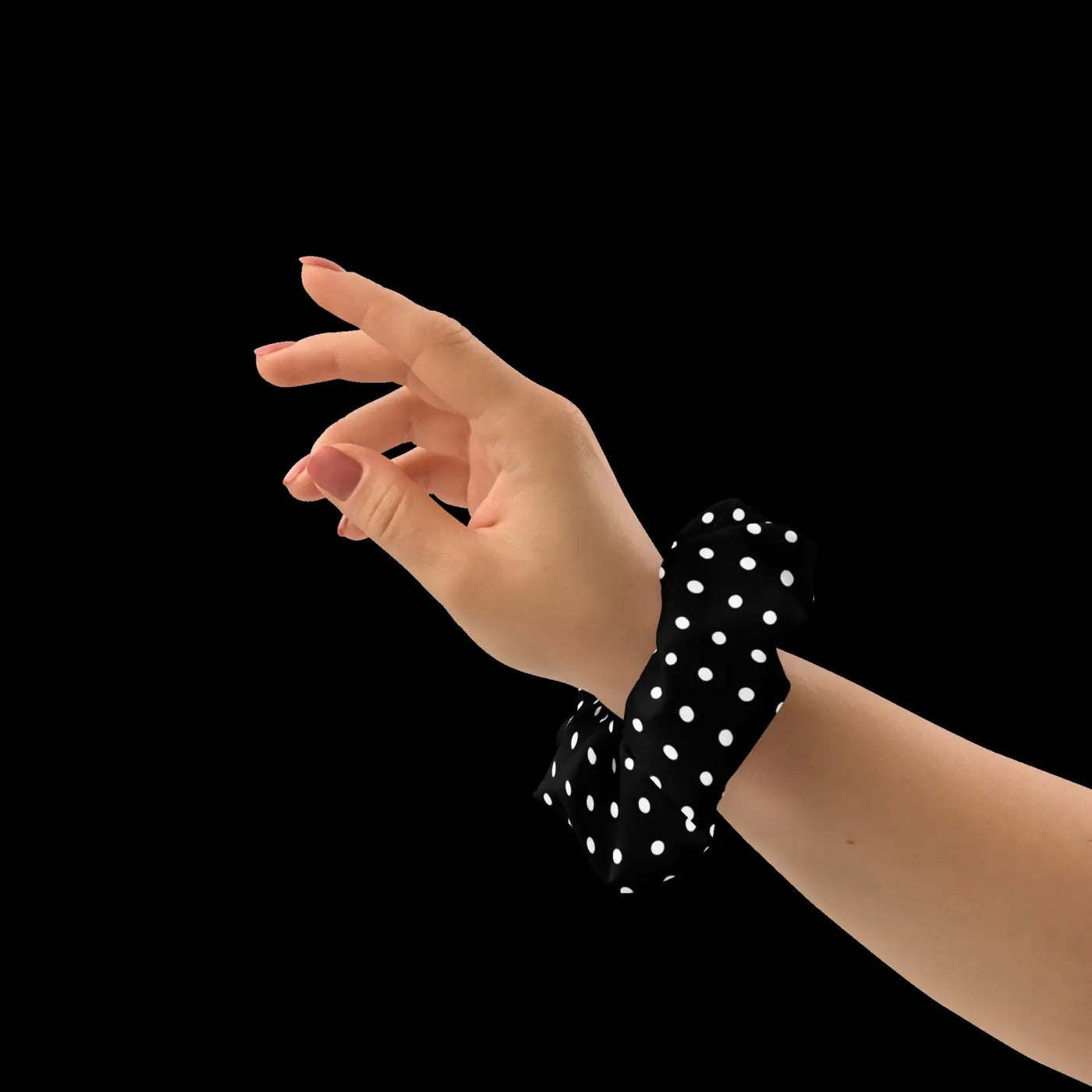 White Polka Dots Scrunchie - Eco Friendly Hair Tie - DipaliZ