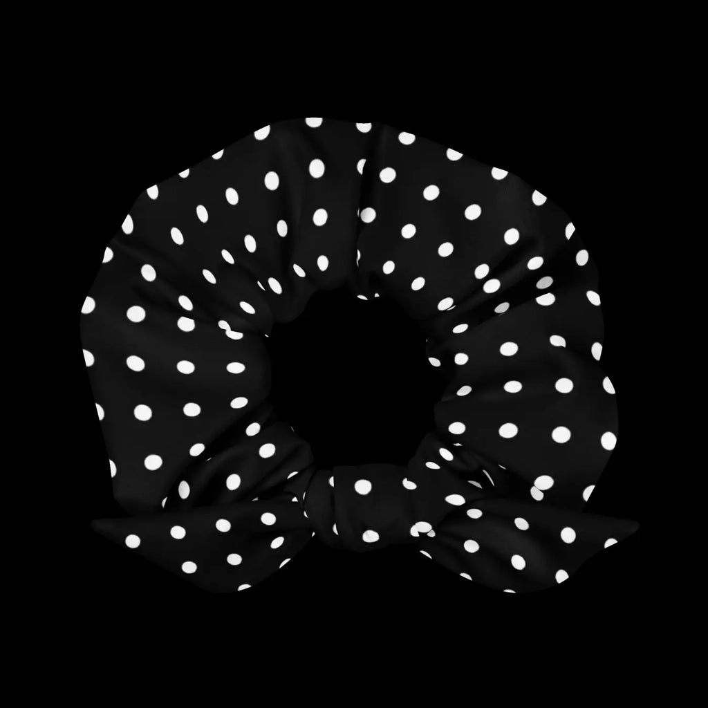 White Polka Dots Scrunchie - Eco Friendly Hair Tie - DipaliZ
