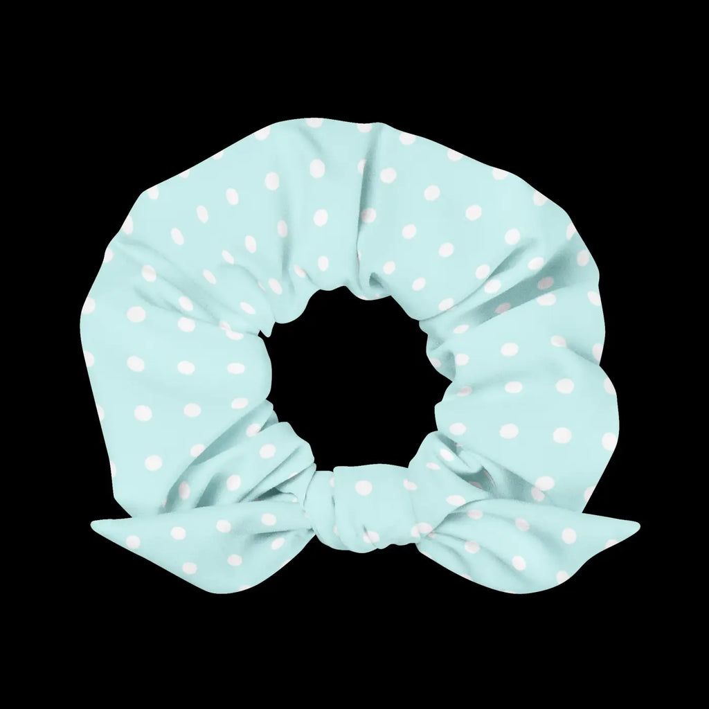 Polka Dots Hair Scrunchie - Baby Blue and White - DipaliZ