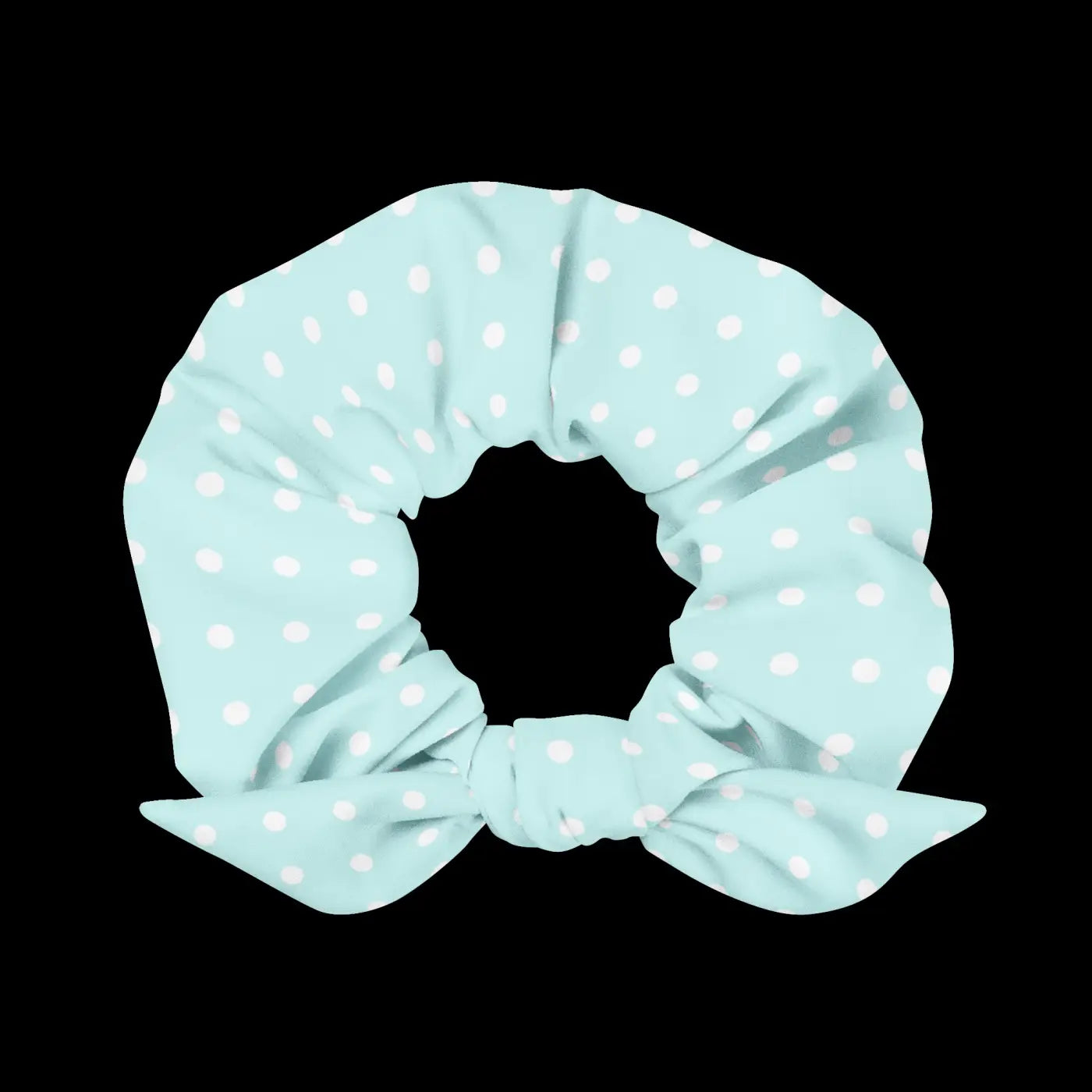Polka Dots Hair Scrunchie - Baby Blue and White - DipaliZ
