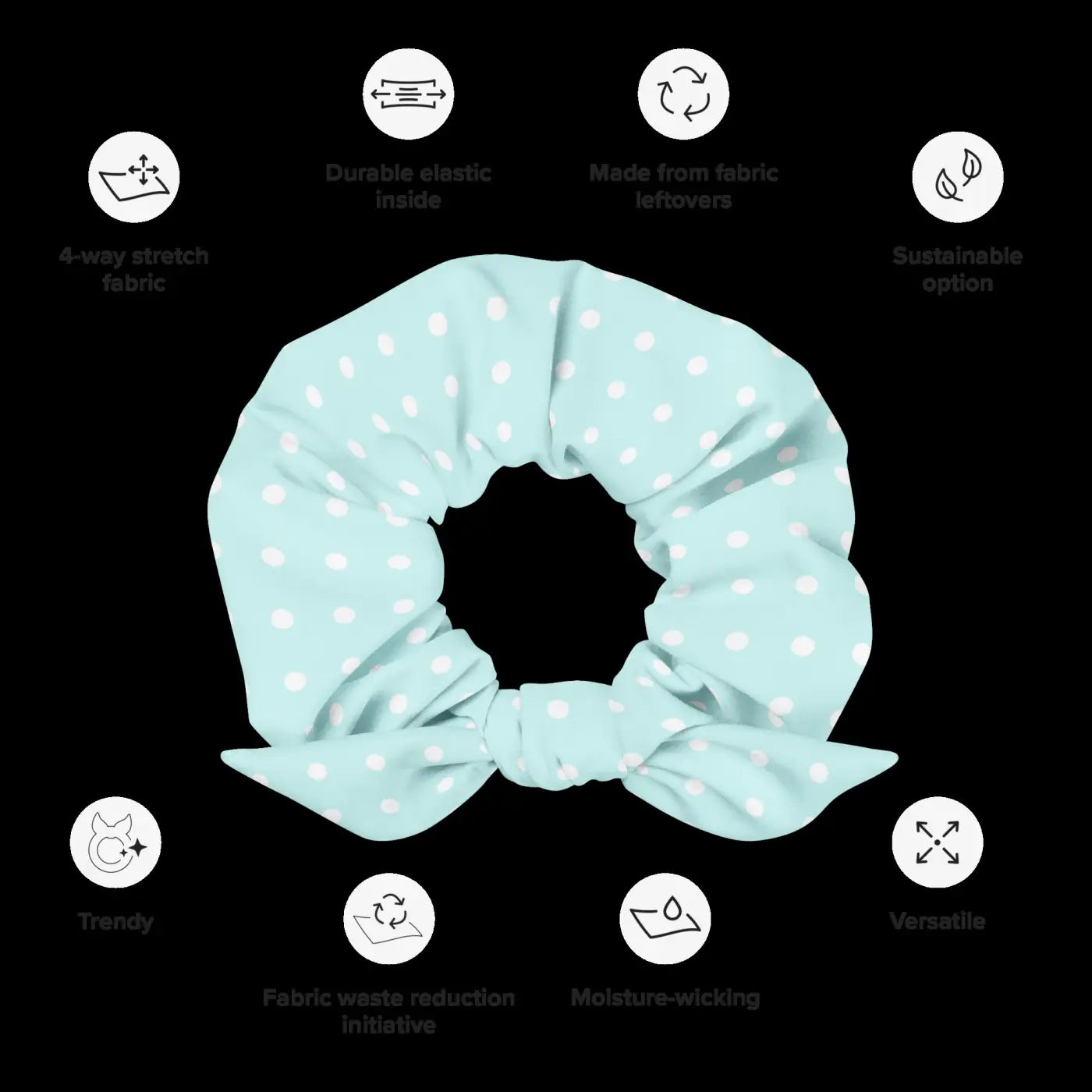 Polka Dots Hair Scrunchie - Baby Blue and White - DipaliZ