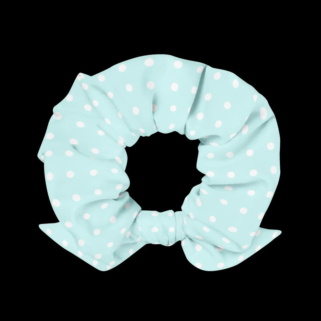 Polka Dots Hair Scrunchie - Baby Blue and White - DipaliZ