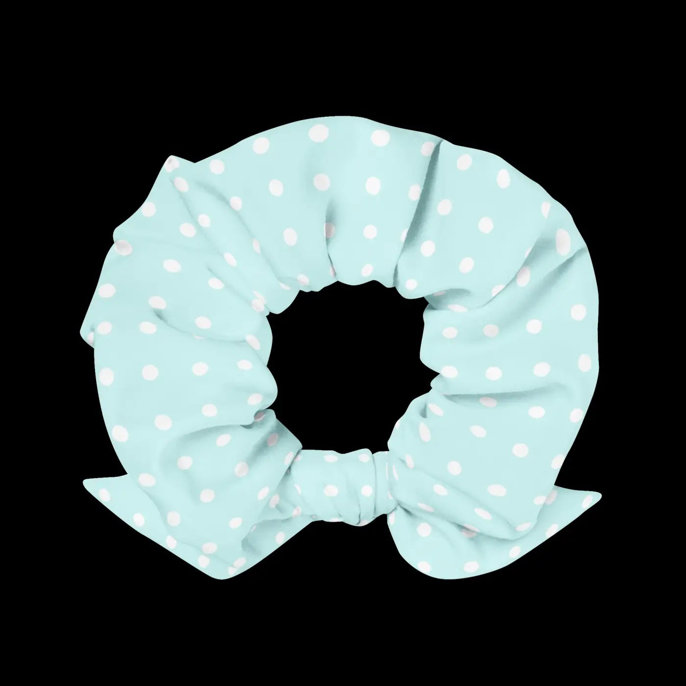 Polka Dots Hair Scrunchie - Baby Blue and White - DipaliZ