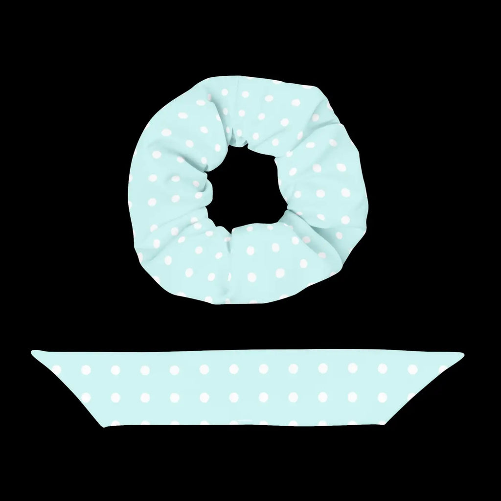 Polka Dots Hair Scrunchie - Baby Blue and White - DipaliZ