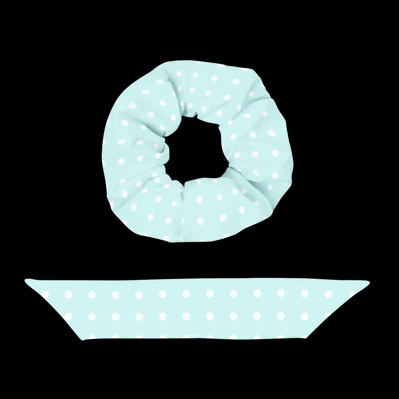 Polka Dots Hair Scrunchie - Baby Blue and White - DipaliZ