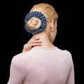 Navy Blue Scrunchie - White Polka Dots Recycled - DipaliZ