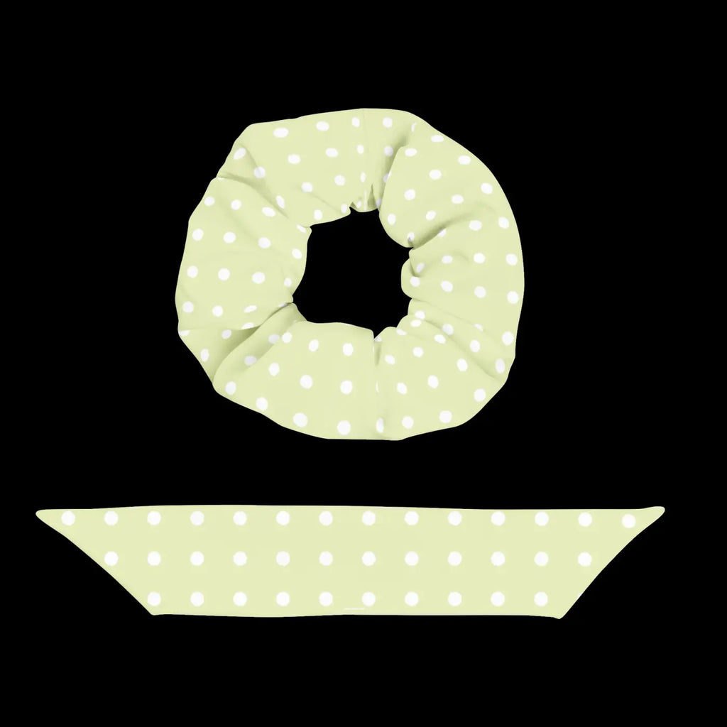Polka Dot Scrunchie - Eco Friendly White Polka Dots - DipaliZ