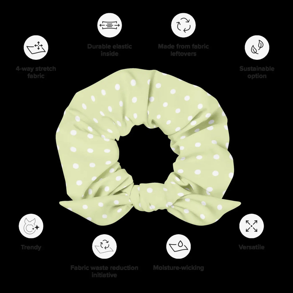 Polka Dot Scrunchie - Eco Friendly White Polka Dots - DipaliZ