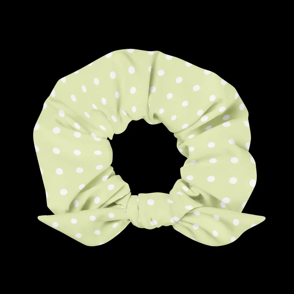 Polka Dot Scrunchie - Eco Friendly White Polka Dots - DipaliZ