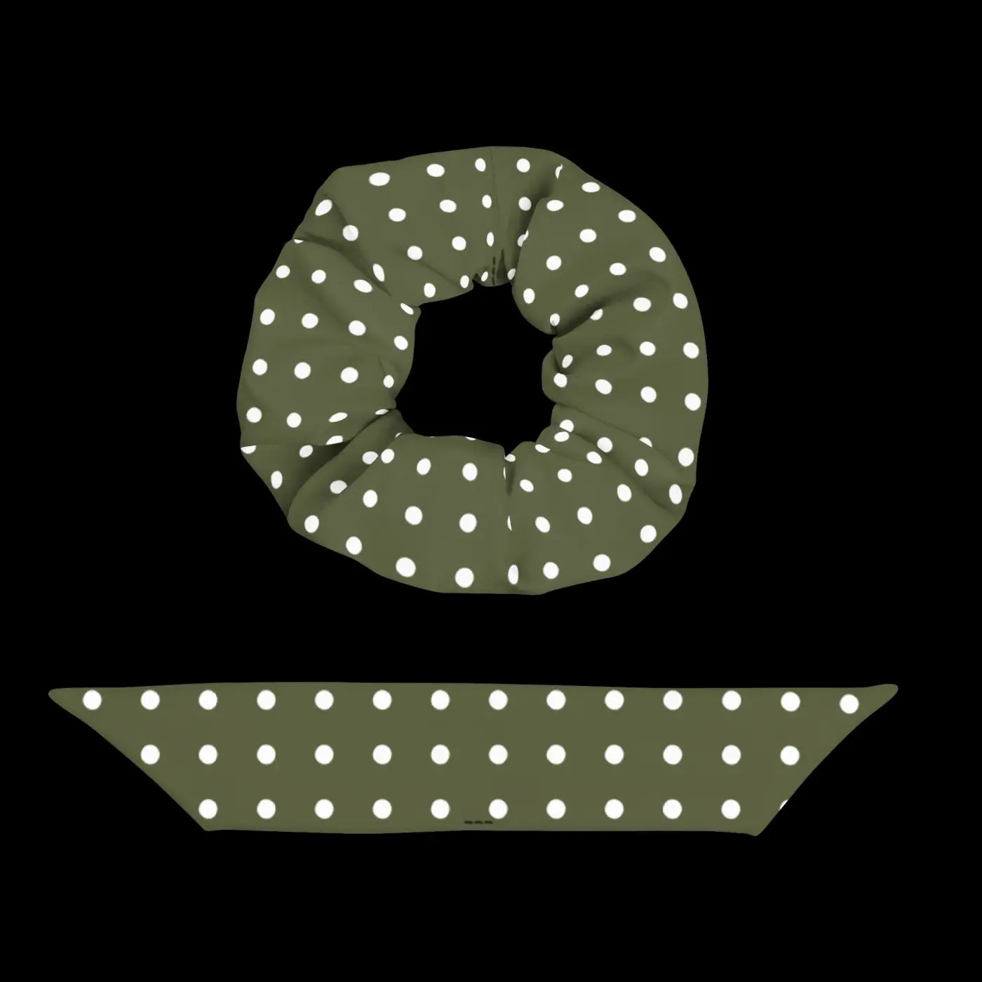 Green Scrunchie - White Polka Dots Hair Accessory - DipaliZ