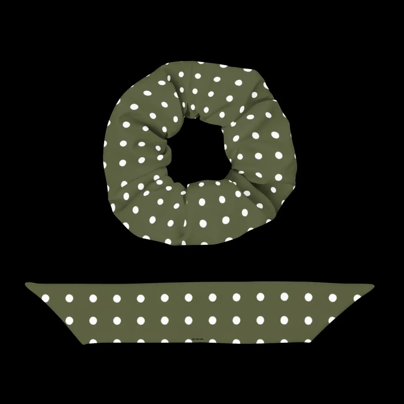 Green Scrunchie - White Polka Dots Hair Accessory - DipaliZ