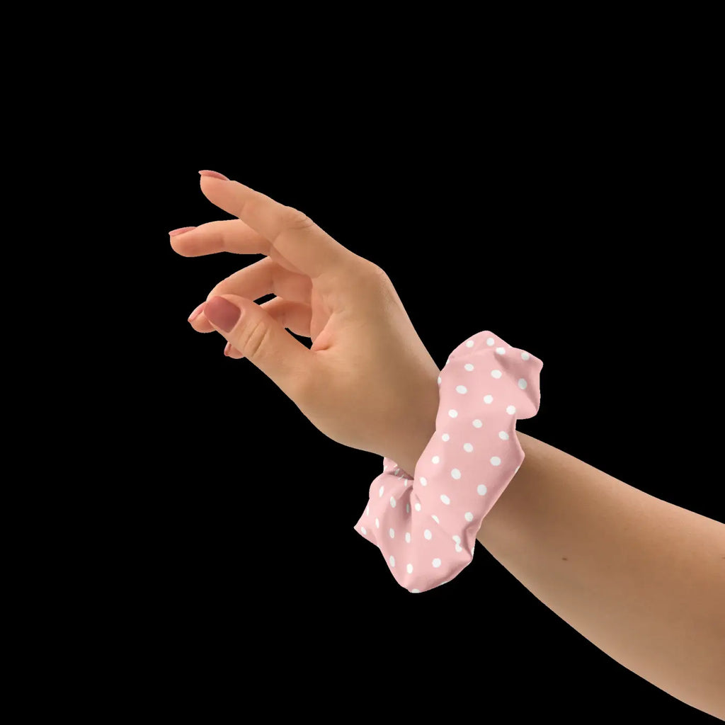 White Polka Dot Scrunchie - Eco-Friendly Hair Tie - DipaliZ