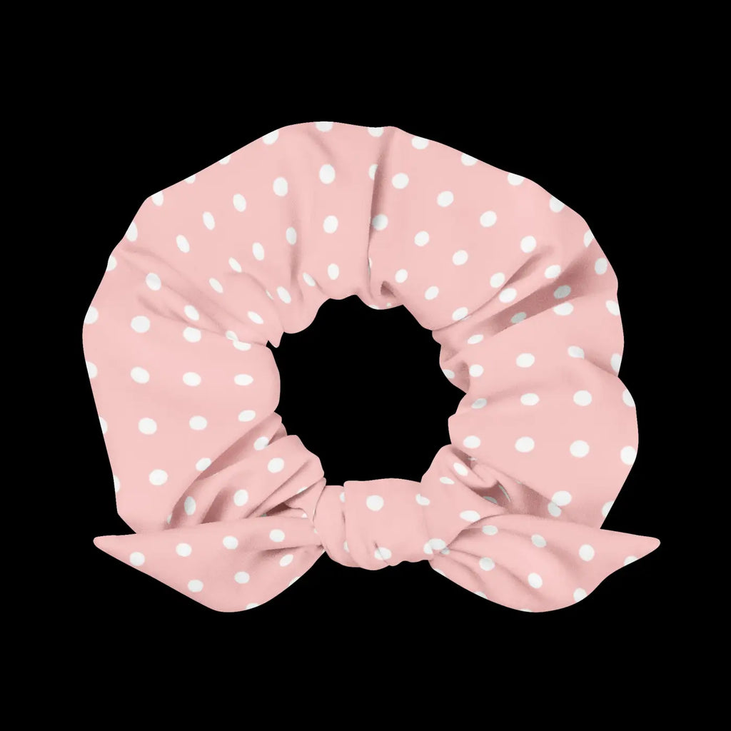 White Polka Dot Scrunchie - Eco-Friendly Hair Tie - DipaliZ