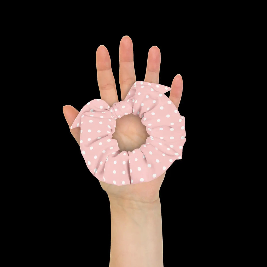 White Polka Dot Scrunchie - Eco-Friendly Hair Tie - DipaliZ
