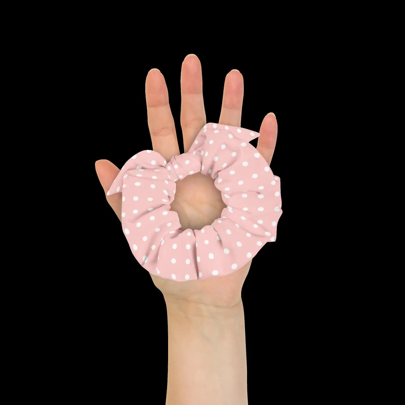 White Polka Dot Scrunchie - Eco-Friendly Hair Tie - DipaliZ