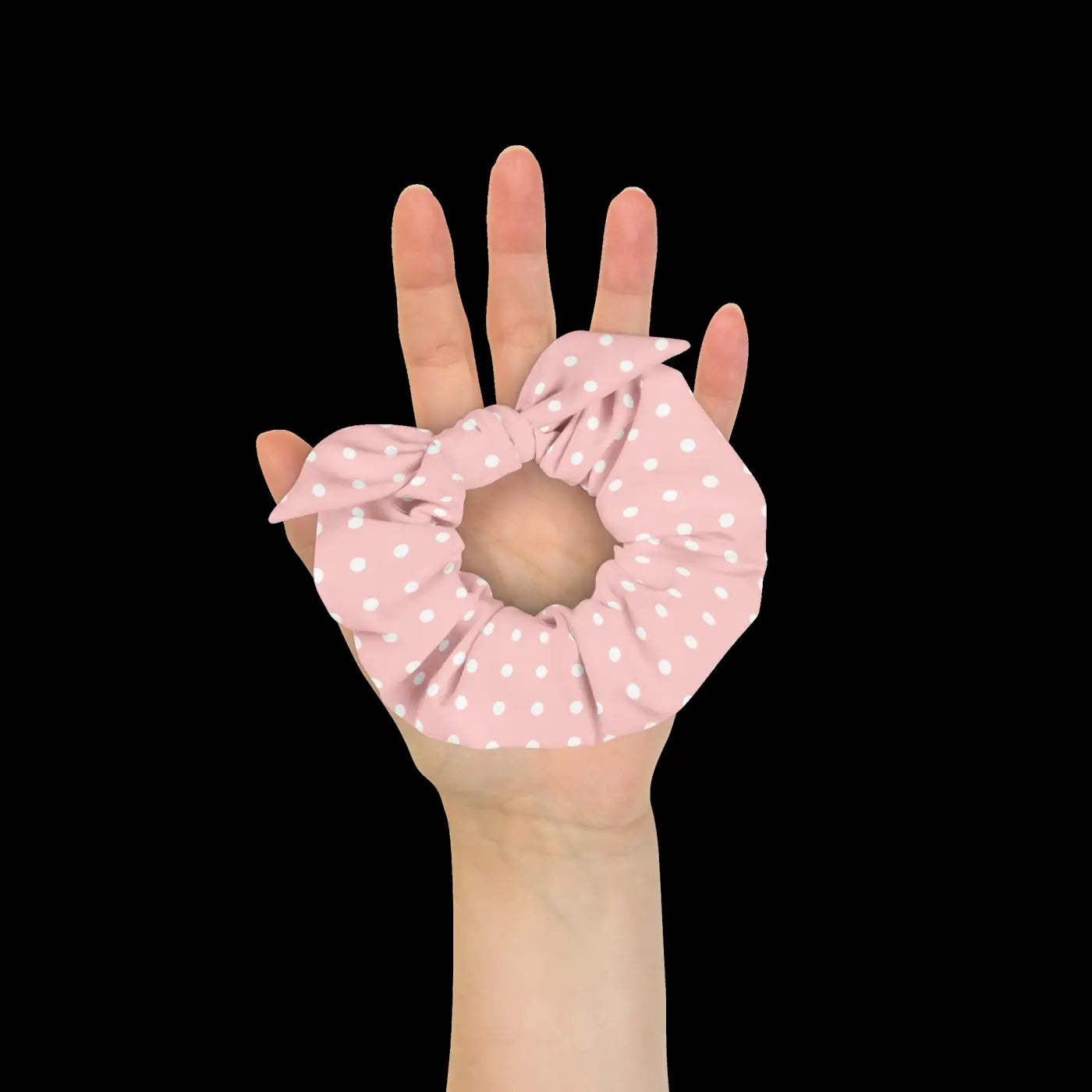 White Polka Dot Scrunchie - Eco-Friendly Hair Tie - DipaliZ