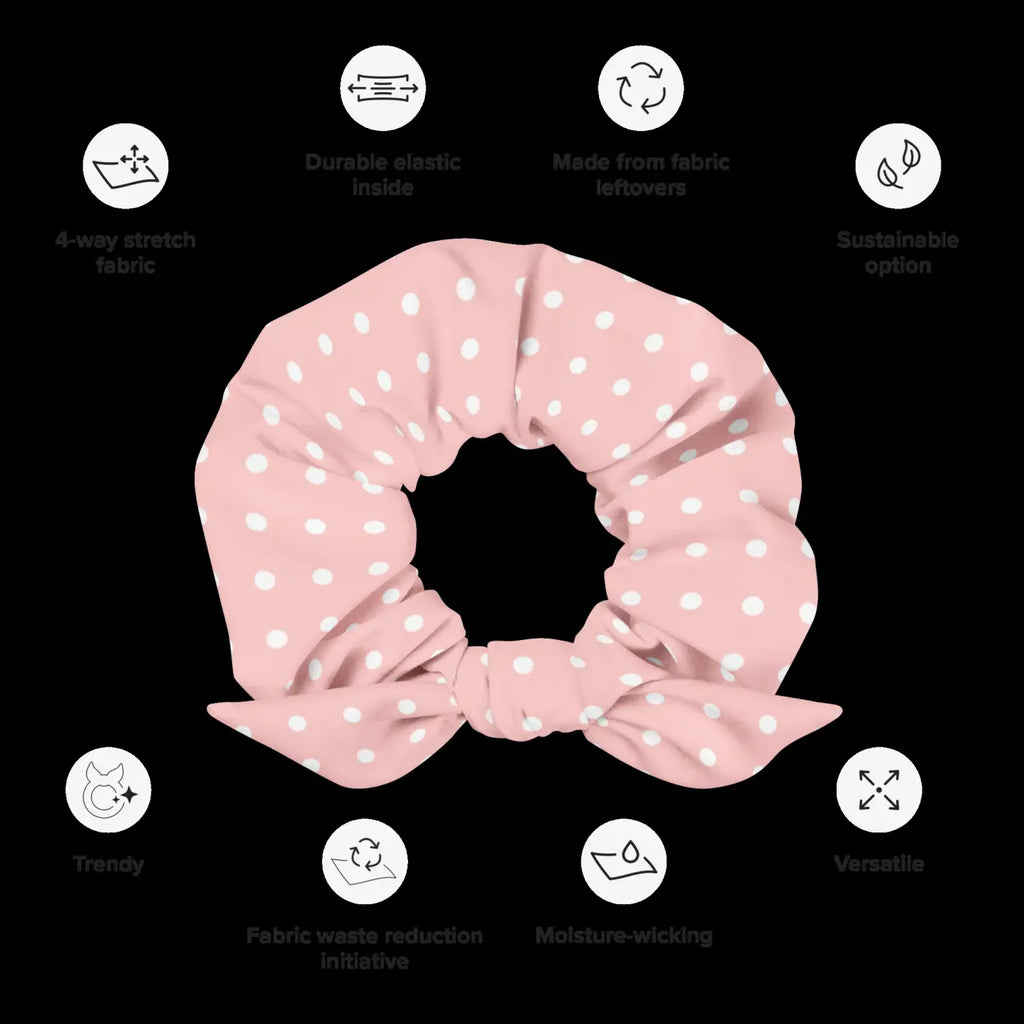 White Polka Dot Scrunchie - Eco-Friendly Hair Tie - DipaliZ