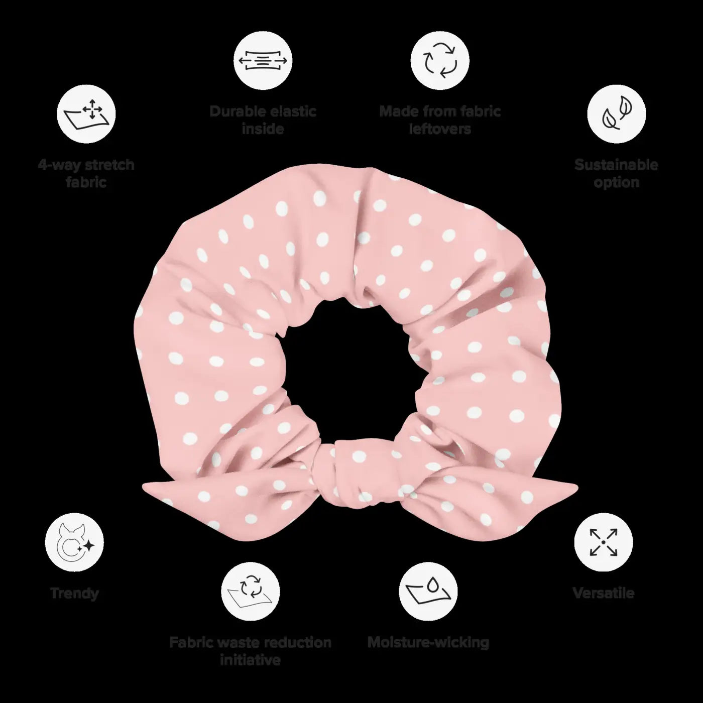 White Polka Dot Scrunchie - Eco-Friendly Hair Tie - DipaliZ