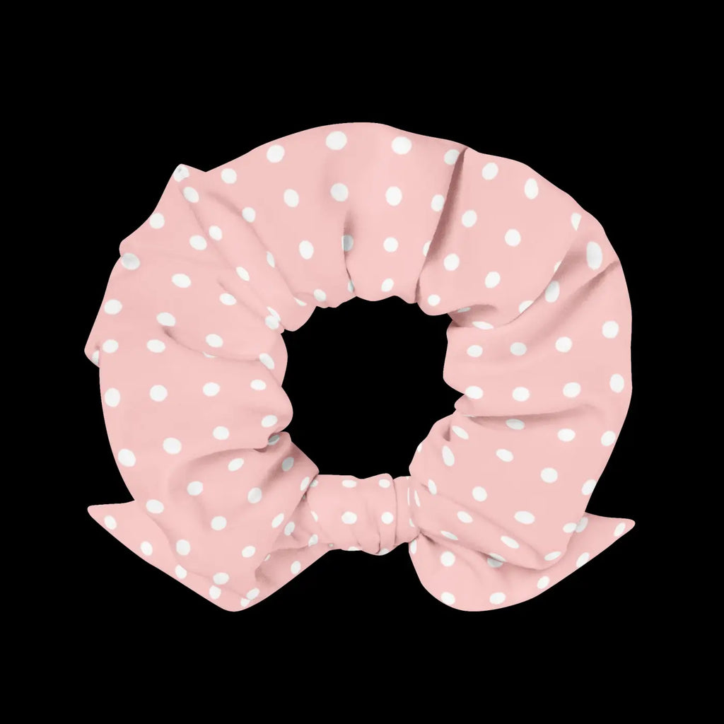 White Polka Dot Scrunchie - Eco-Friendly Hair Tie - DipaliZ