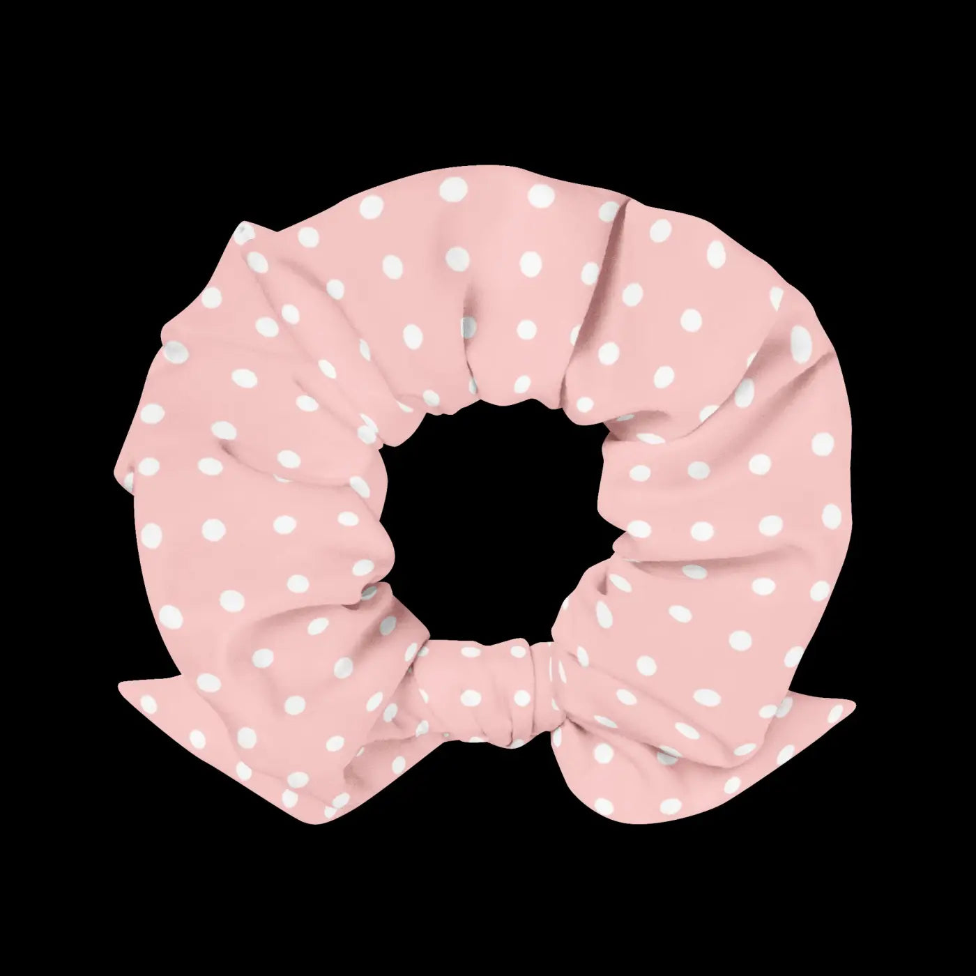 White Polka Dot Scrunchie - Eco-Friendly Hair Tie - DipaliZ