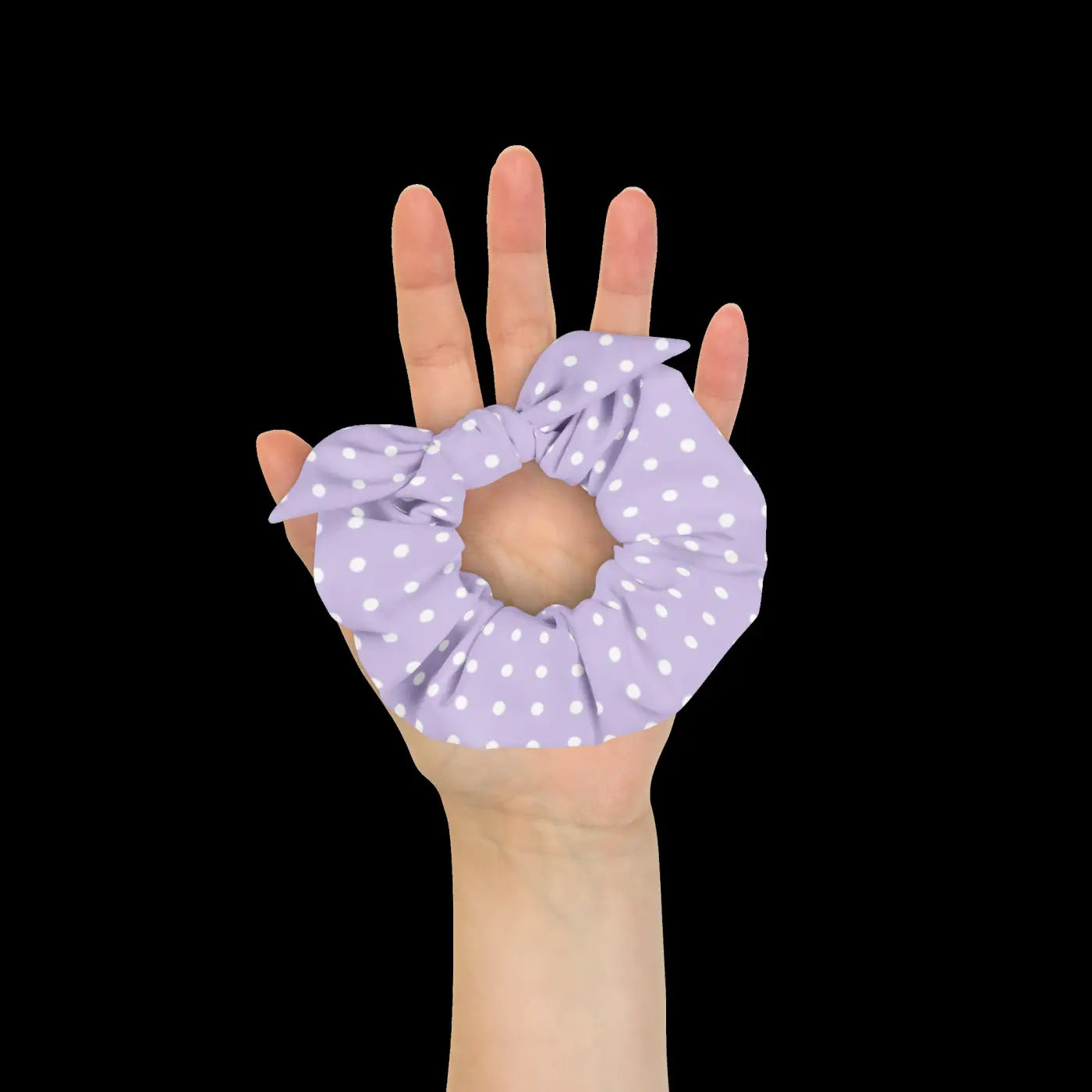 Purple Scrunchie - White Polka Dots Eco Hair Tie - DipaliZ