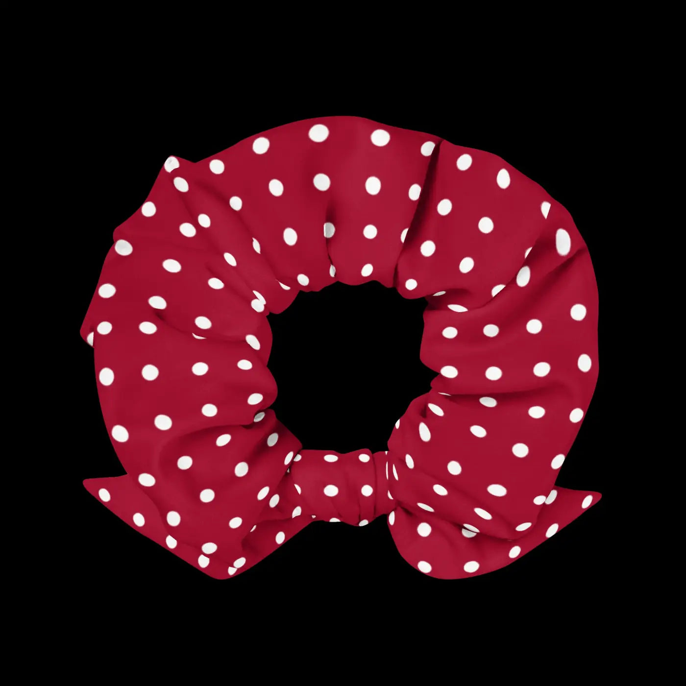 Red Scrunchie - White Polka Dots Hair Accessory - DipaliZ