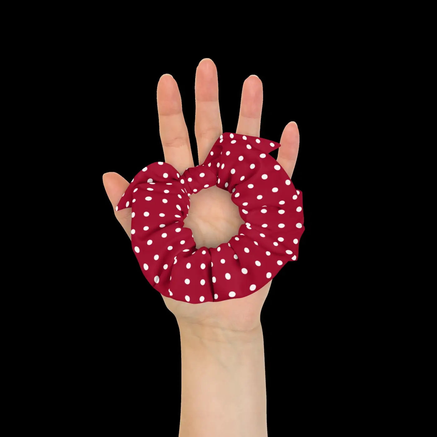 Red Scrunchie - White Polka Dots Hair Accessory - DipaliZ