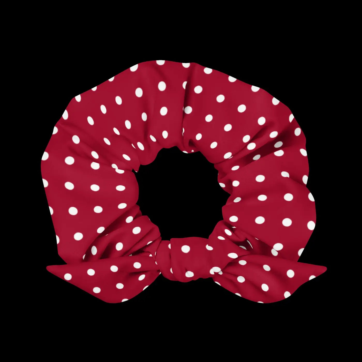 Red Scrunchie - White Polka Dots Hair Accessory - DipaliZ