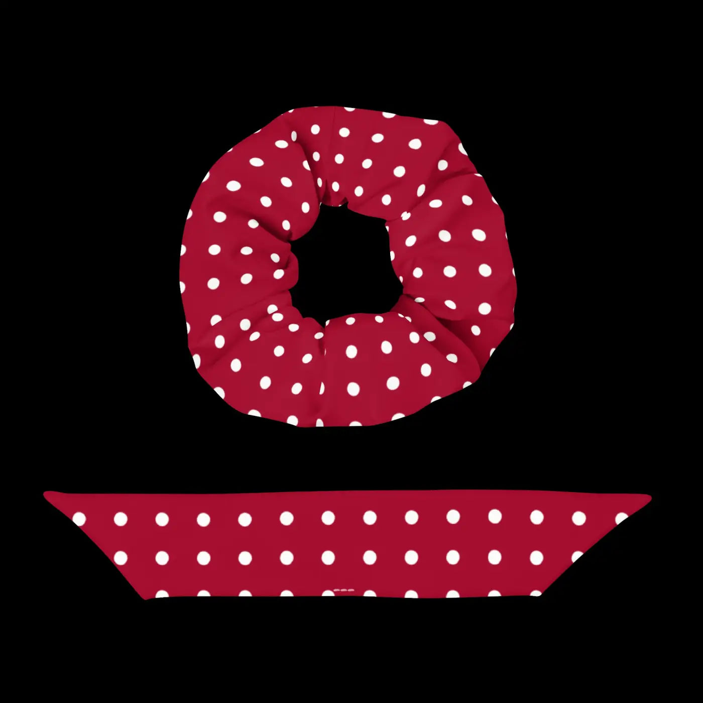 Red Scrunchie - White Polka Dots Hair Accessory - DipaliZ