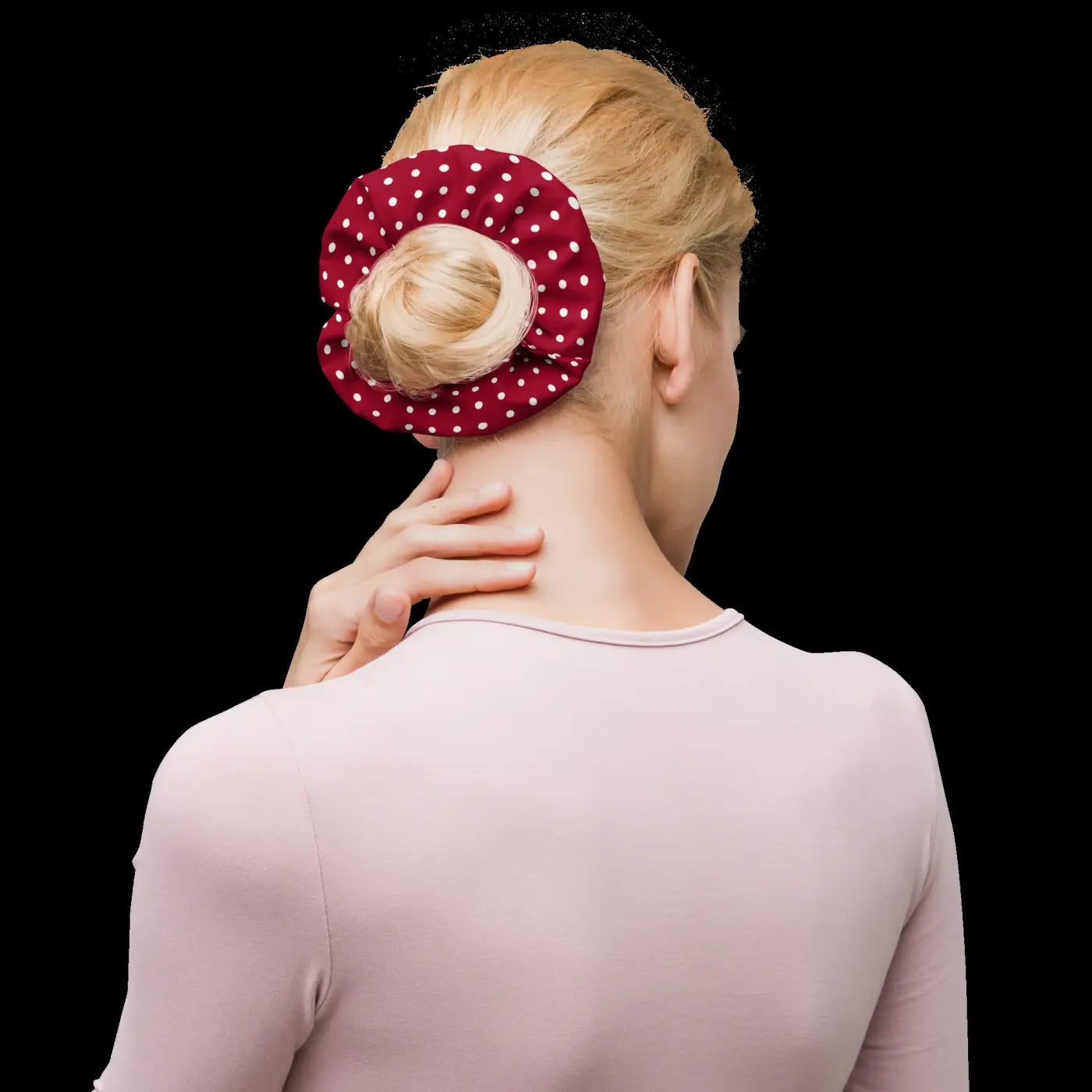 Red Scrunchie - White Polka Dots Hair Accessory - DipaliZ