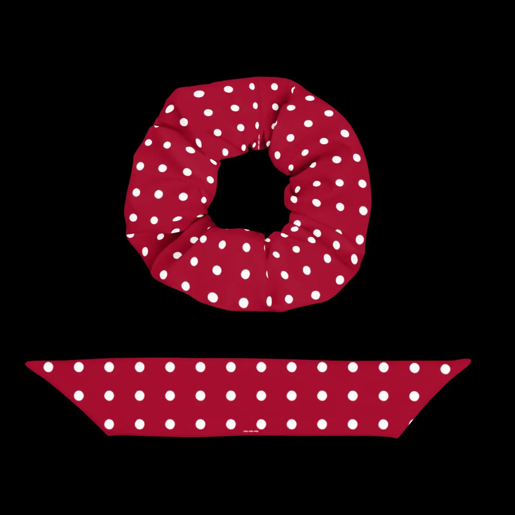 Red Scrunchie - White Polka Dots Hair Accessory - DipaliZ