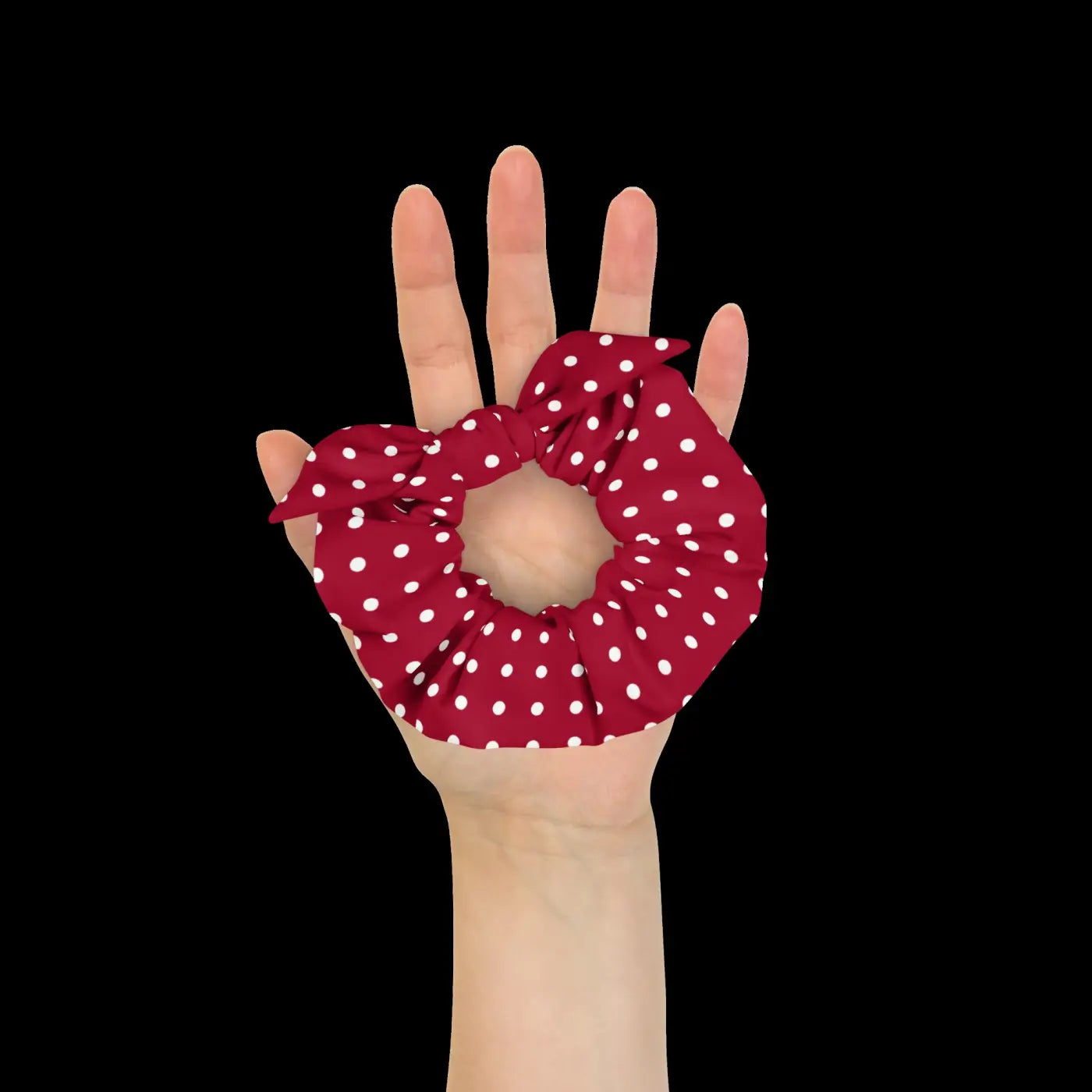 Red Scrunchie - White Polka Dots Hair Accessory - DipaliZ