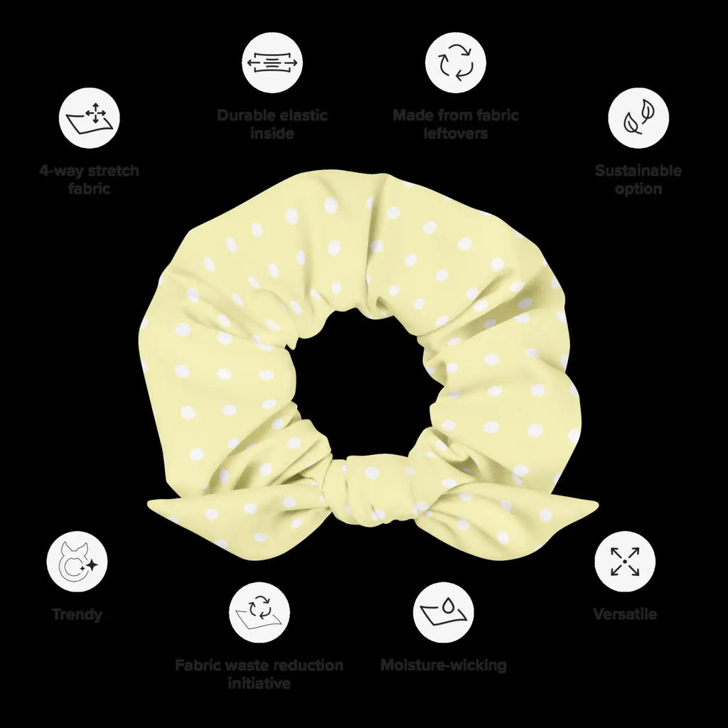 White Polka Dot Scrunchie - Sustainable Hair Accessory - DipaliZ