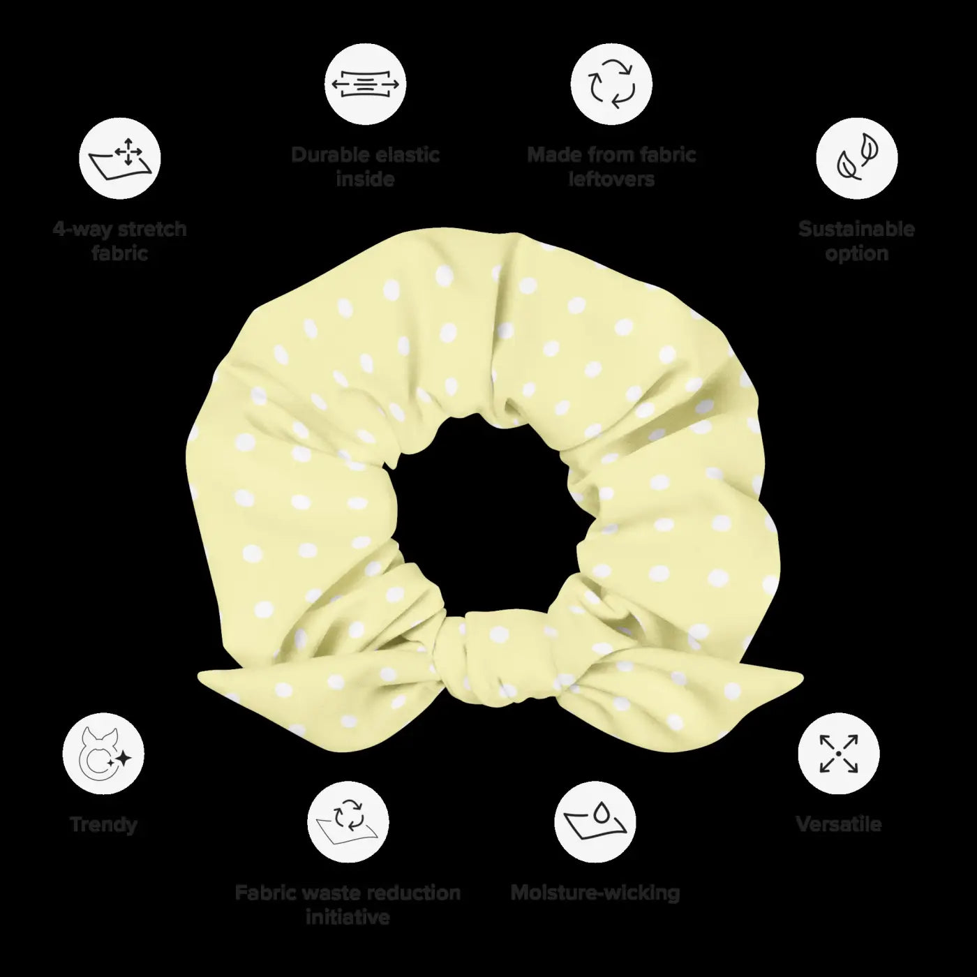 White Polka Dot Scrunchie - Sustainable Hair Accessory - DipaliZ
