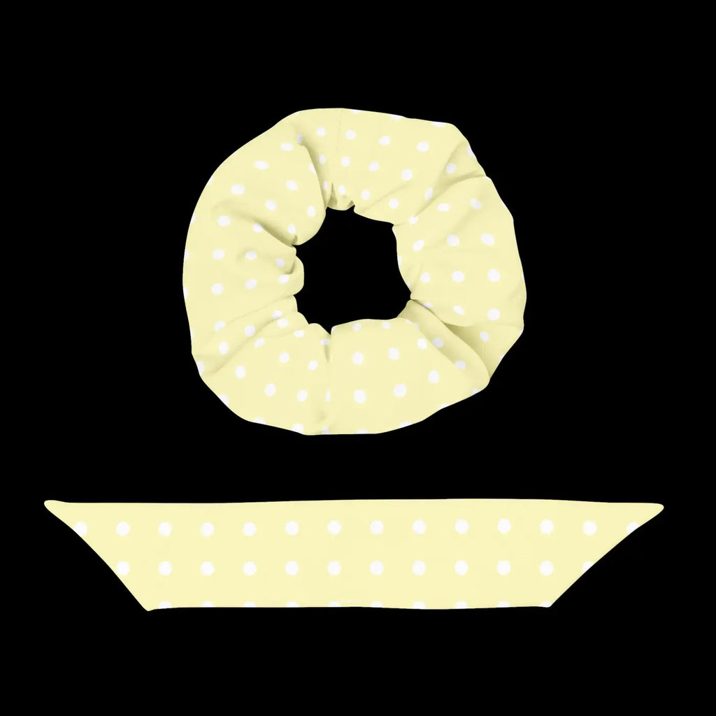 White Polka Dot Scrunchie - Sustainable Hair Accessory - DipaliZ