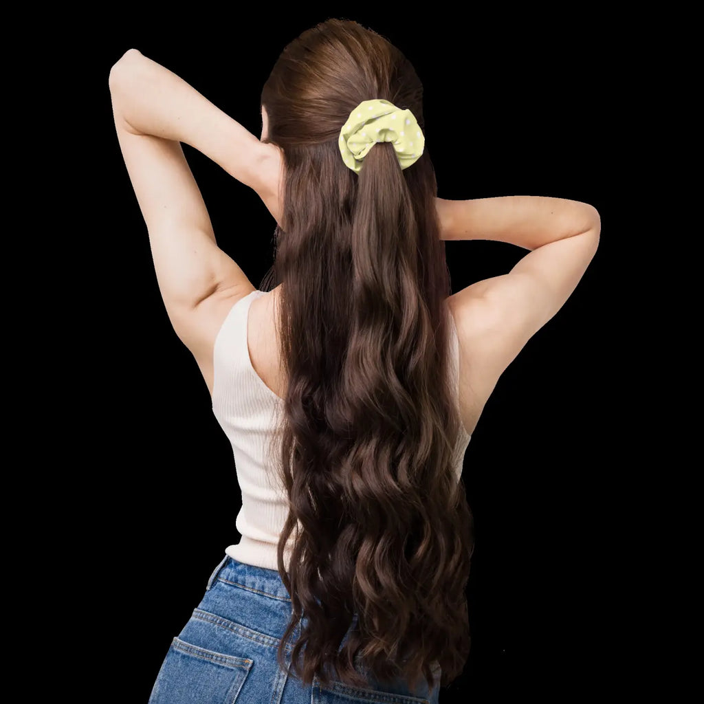 White Polka Dot Scrunchie - Sustainable Hair Accessory - DipaliZ