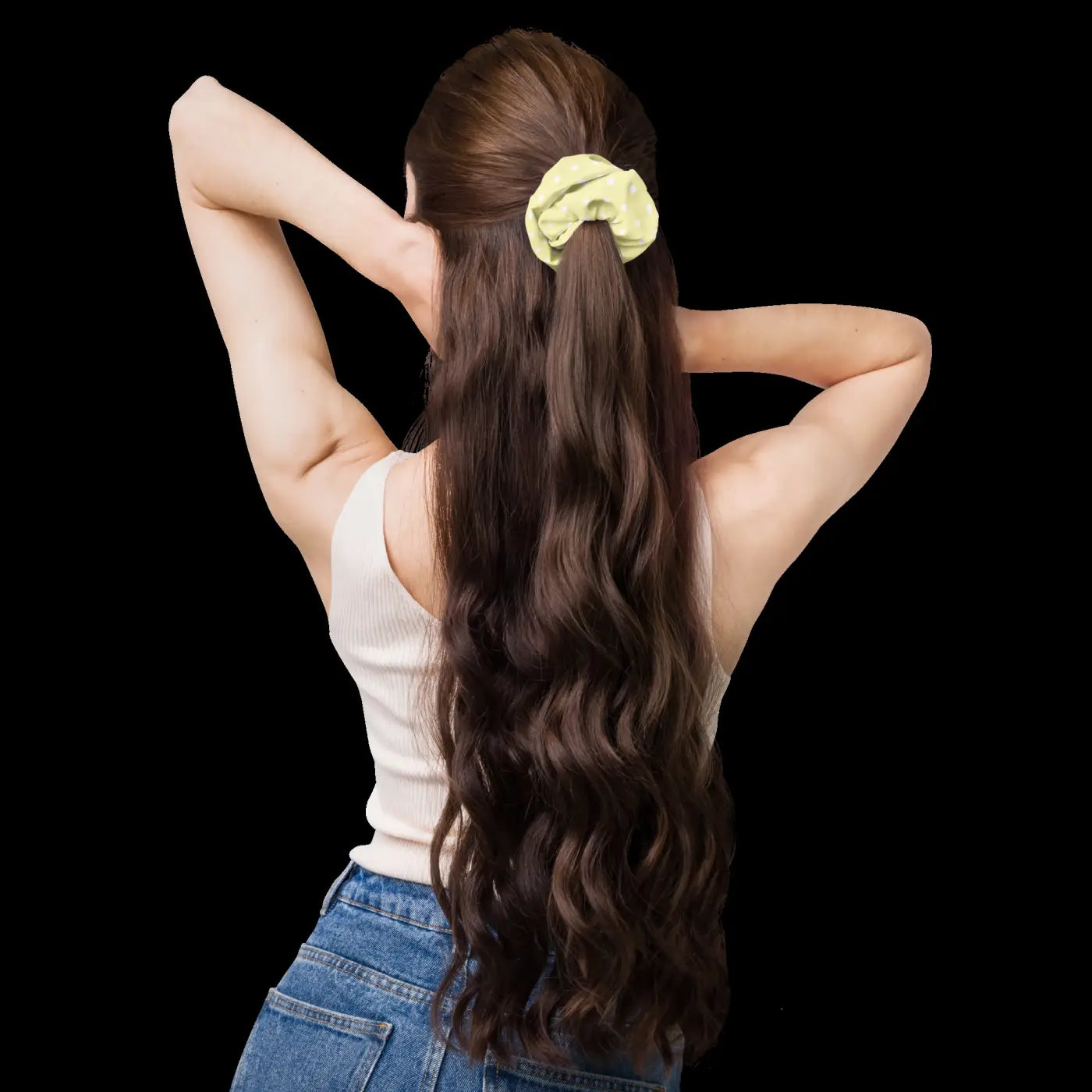 White Polka Dot Scrunchie - Sustainable Hair Accessory - DipaliZ