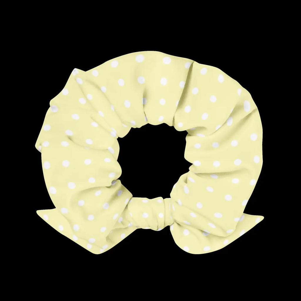 White Polka Dot Scrunchie - Sustainable Hair Accessory - DipaliZ