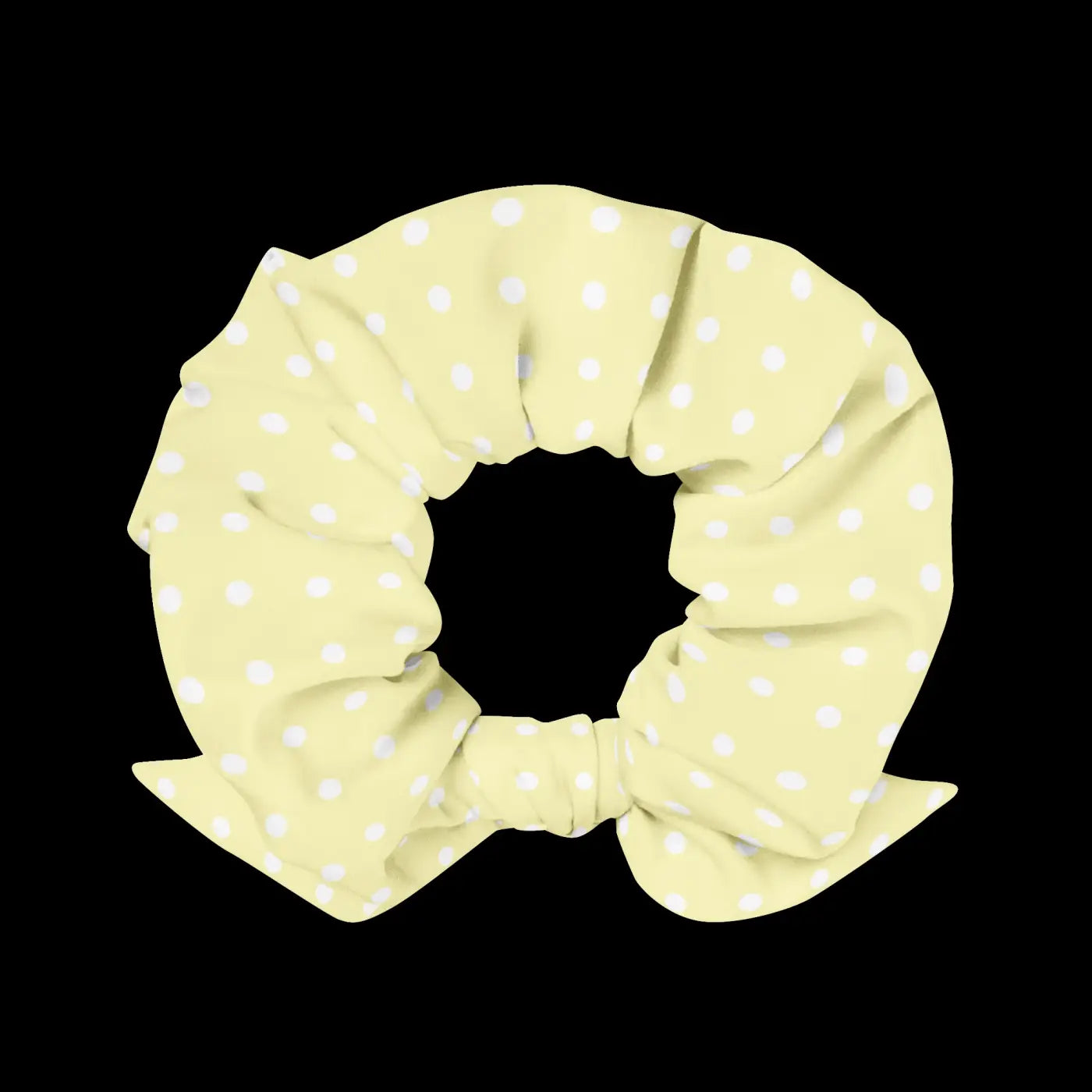 White Polka Dot Scrunchie - Sustainable Hair Accessory - DipaliZ
