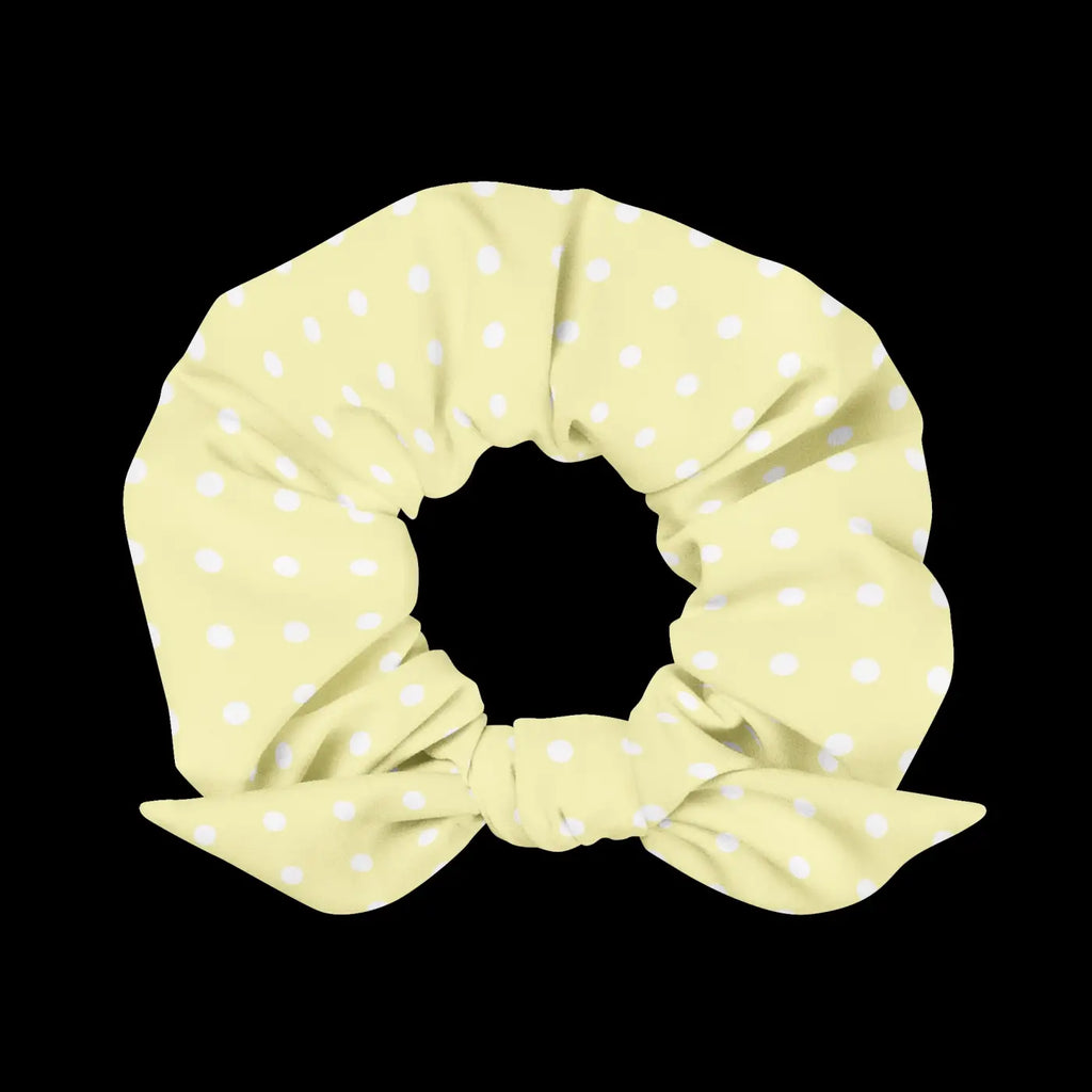 White Polka Dot Scrunchie - Sustainable Hair Accessory - DipaliZ