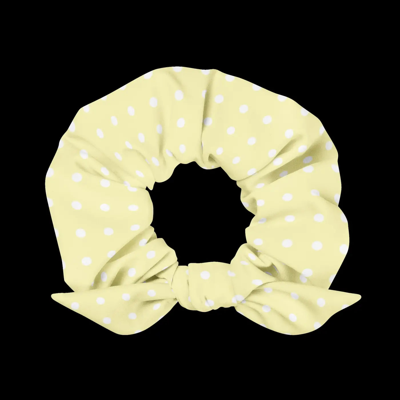 White Polka Dot Scrunchie - Sustainable Hair Accessory - DipaliZ