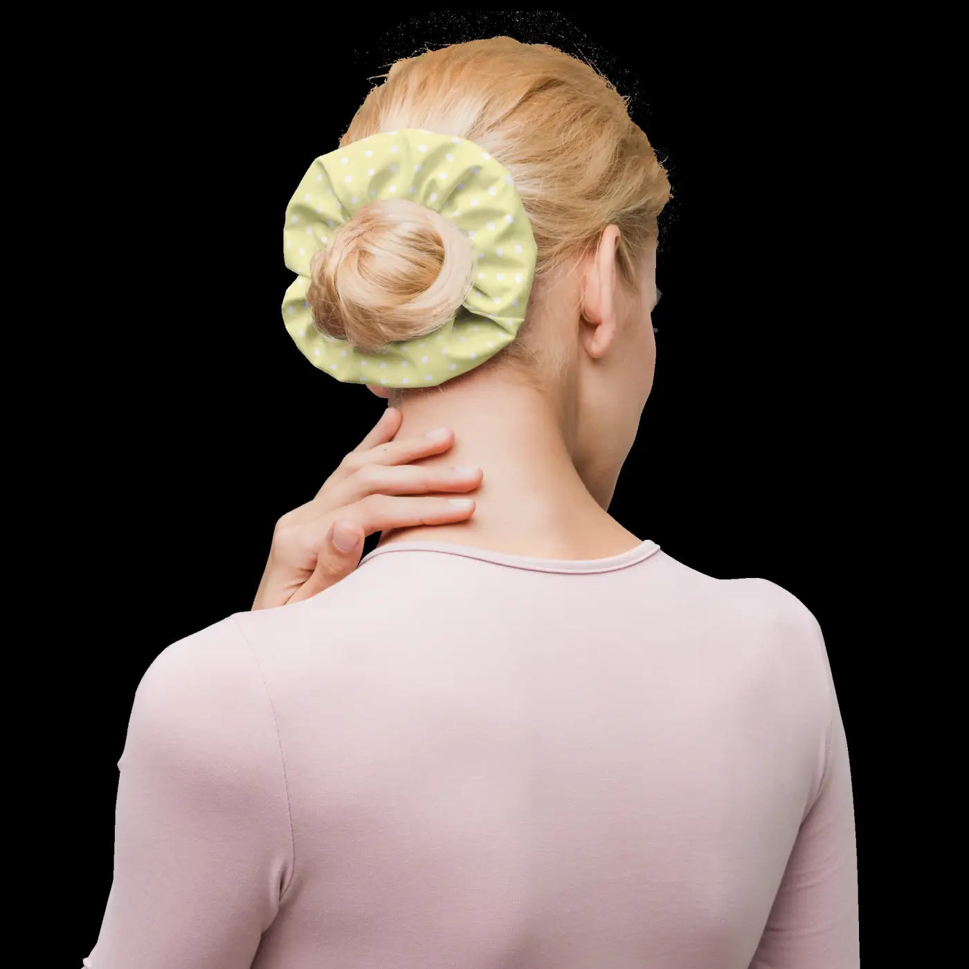 White Polka Dot Scrunchie - Sustainable Hair Accessory - DipaliZ