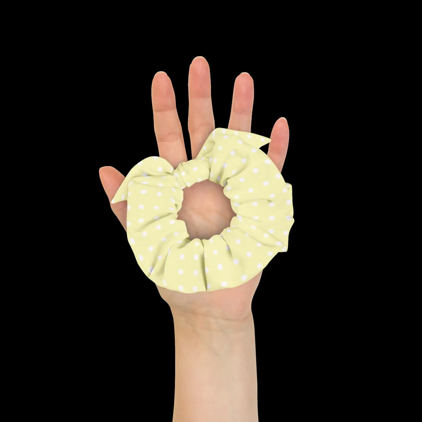White Polka Dot Scrunchie - Sustainable Hair Accessory - DipaliZ