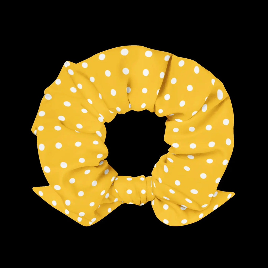 White Polka Dots Ponytail Holder - Eco-Friendly Hair Accessory - DipaliZ