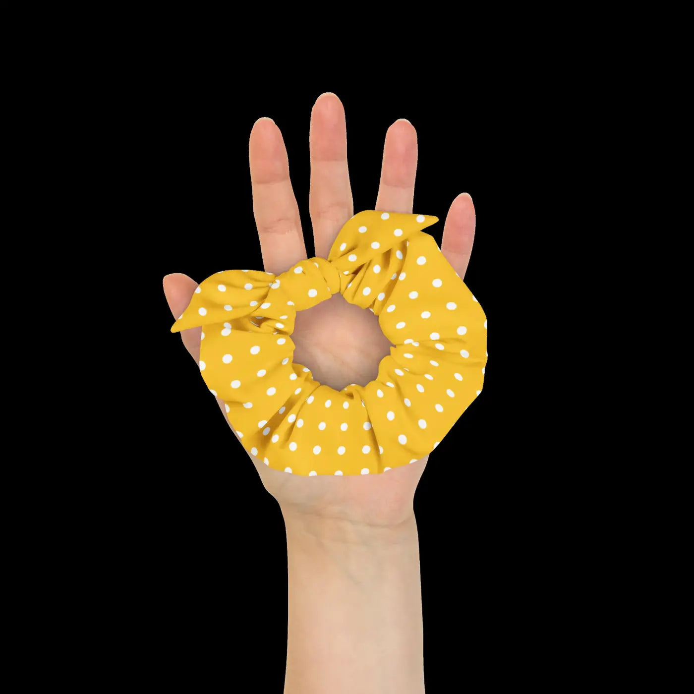 White Polka Dots Ponytail Holder - Eco-Friendly Hair Accessory - DipaliZ