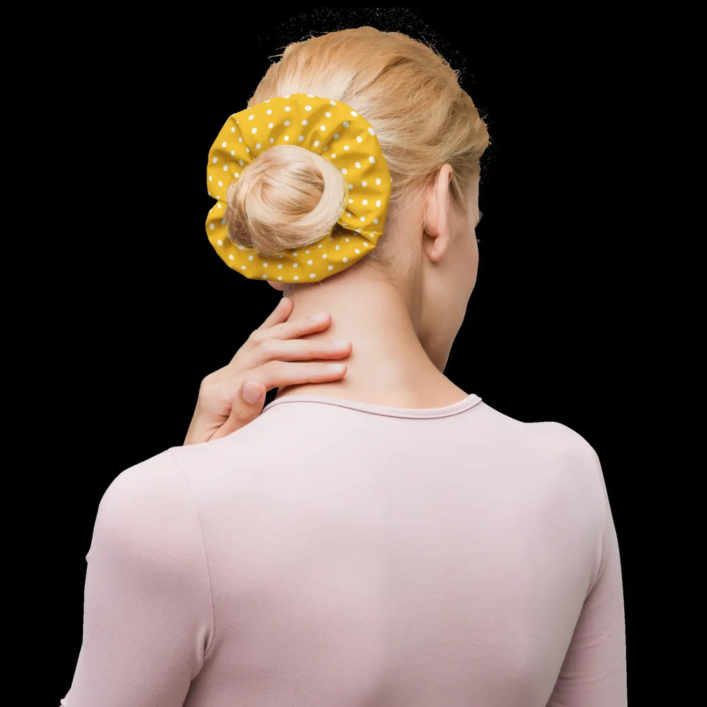White Polka Dots Ponytail Holder - Eco-Friendly Hair Accessory - DipaliZ
