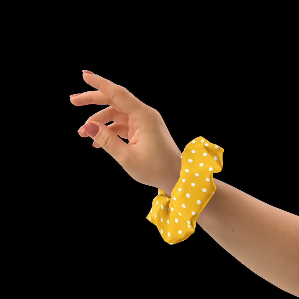 White Polka Dots Ponytail Holder - Eco-Friendly Hair Accessory - DipaliZ