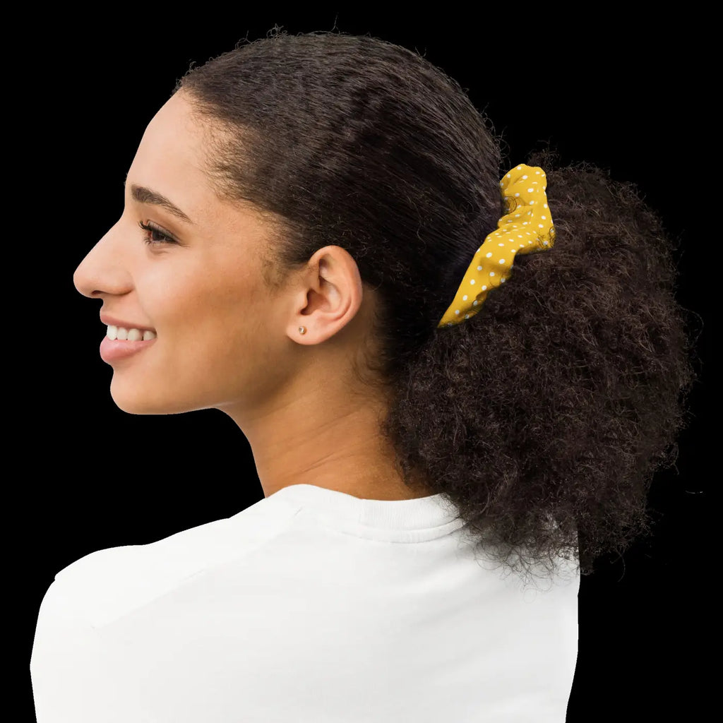White Polka Dots Ponytail Holder - Eco-Friendly Hair Accessory - DipaliZ