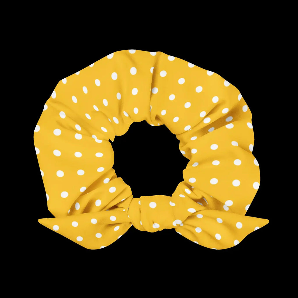 White Polka Dots Ponytail Holder - Eco-Friendly Hair Accessory - DipaliZ