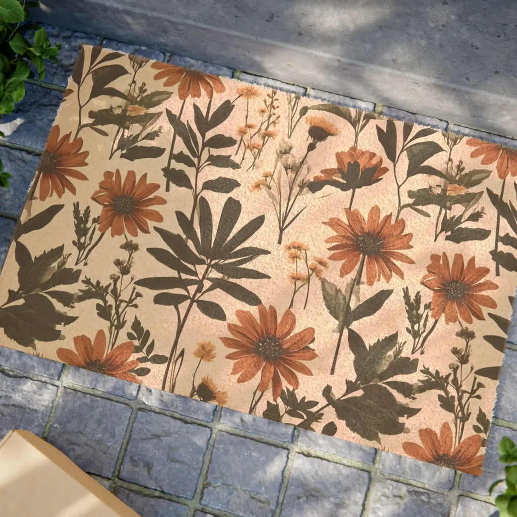 Wild Flowers Coir Coconut Fiber Doormat - Tufted Design - DipaliZ